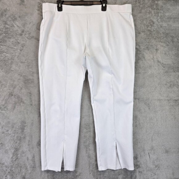 MICHAEL Michael Kors Pants Womens 3X White Ponte Pull-On Hem Slit Stretch Plus - Picture 1 of 16